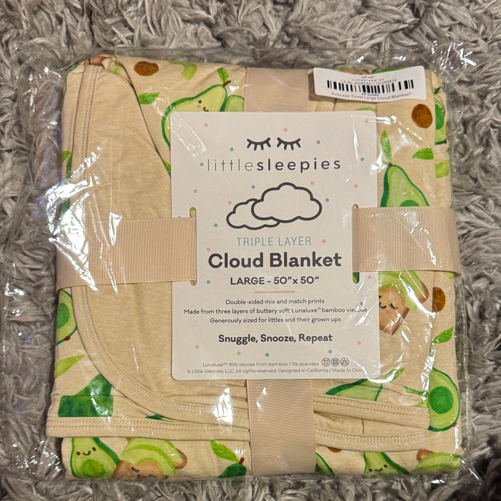 Little Sleepies Avocado Print Triple Layer Blanket